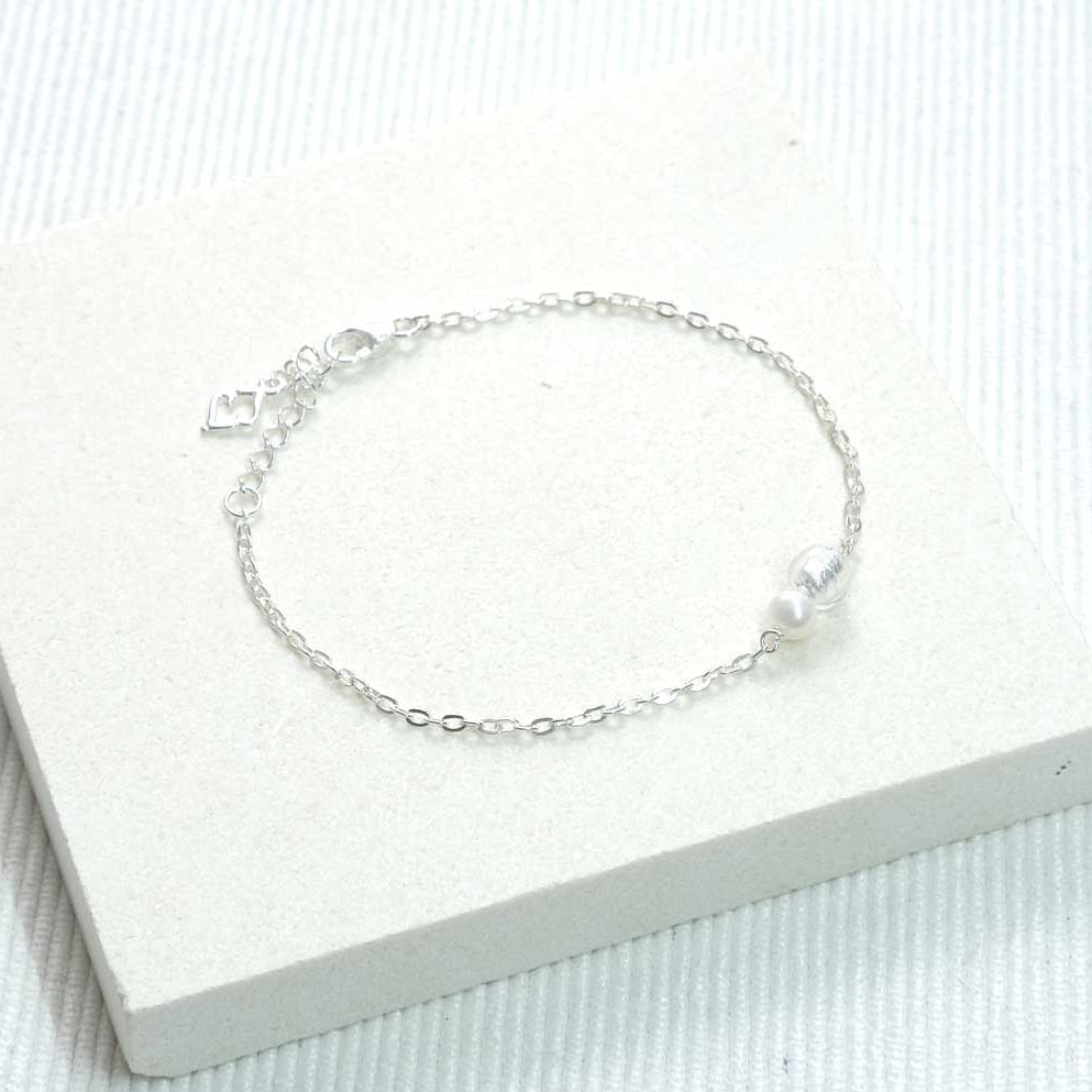 Freshwater Pearl and Murano Glass Bracelet - Sterling Silver