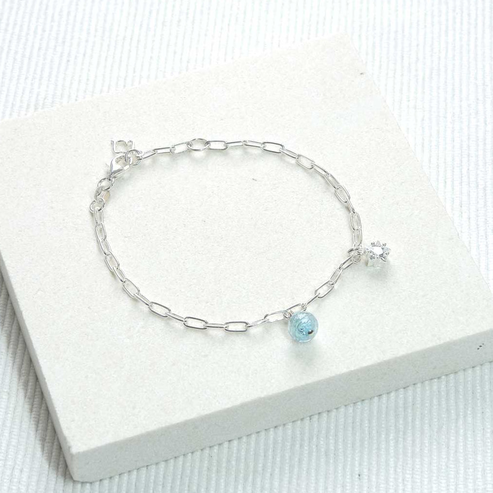 Paperclip Chain Star Bracelet - Sterling Silver