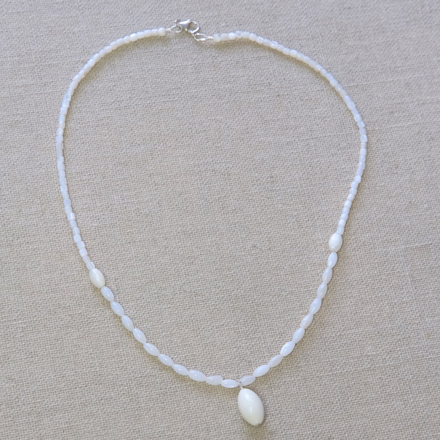 Mother Of Pearl Necklace 16 Inches - Sterling Silver