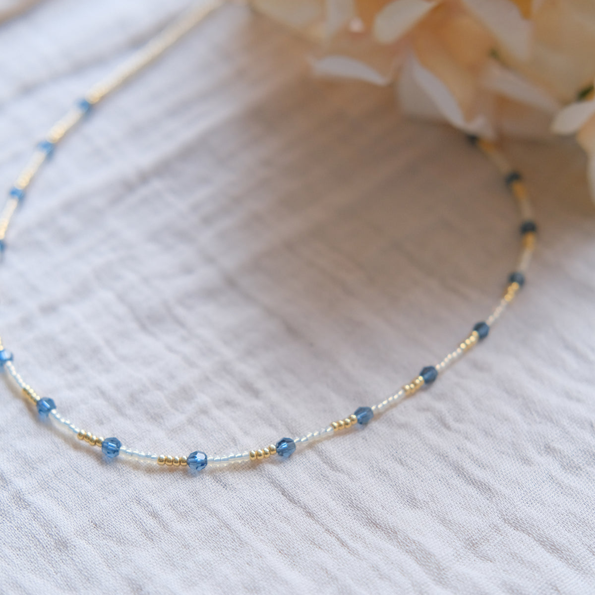 Blue Beaded Necklace - Sterling Silver
