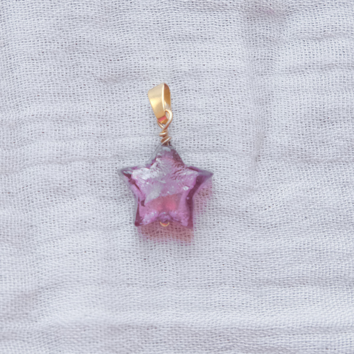 Murano Glass Star Pendant - Aubergine/Gold