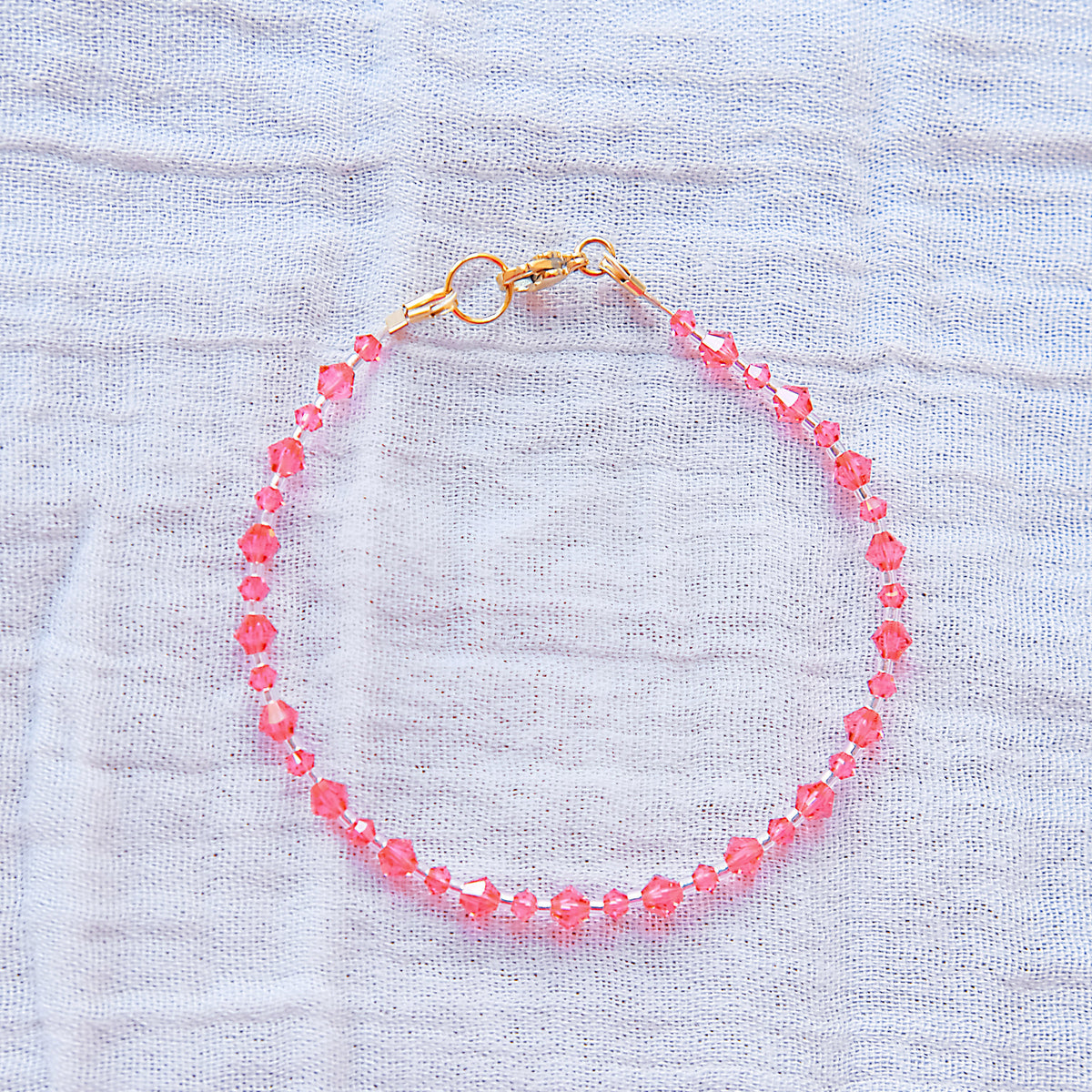 Coral Pink Swarovski Bracelet - Gold SSF