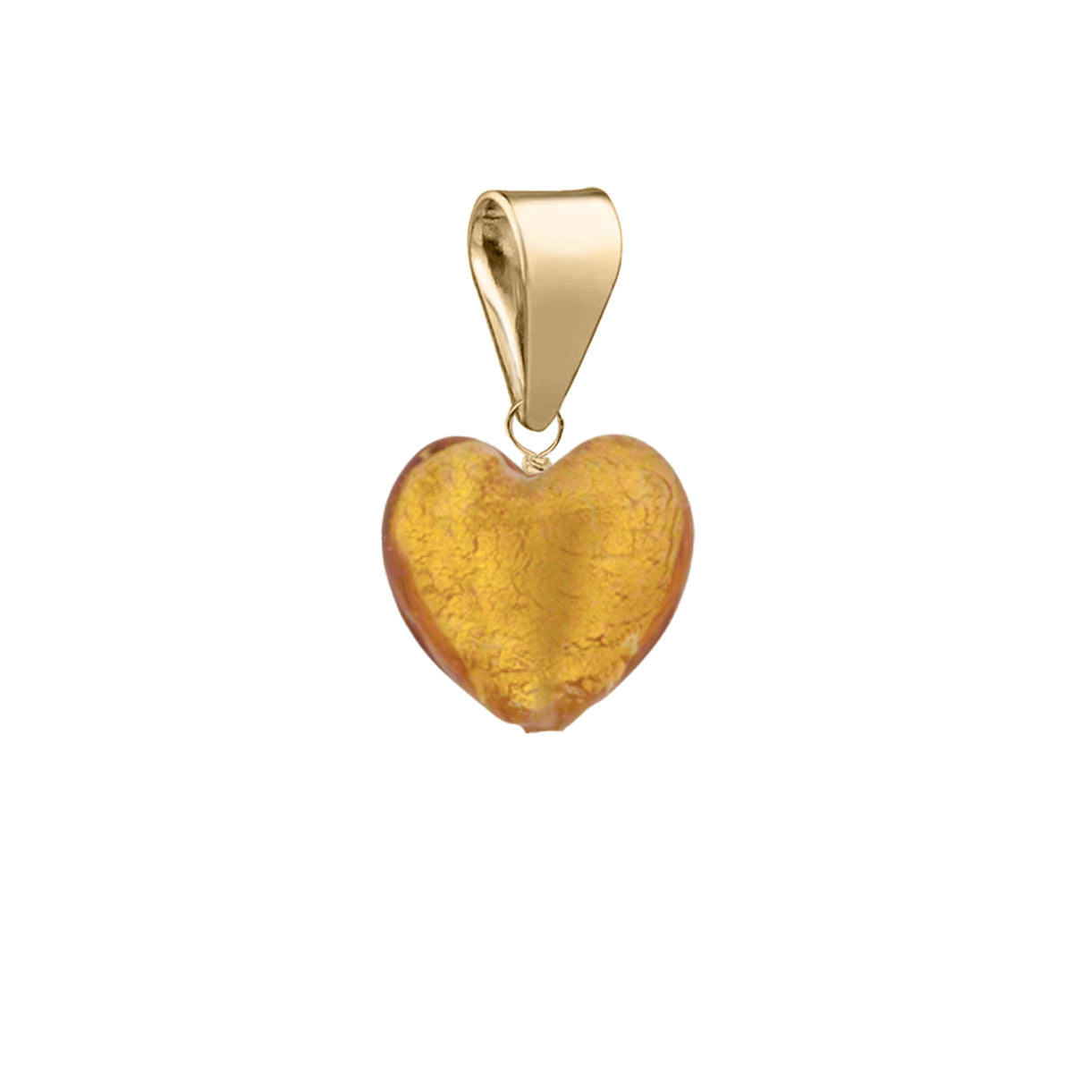 Murano Glass Pendant 8mm Heart - Topaz/Gold Vermeil