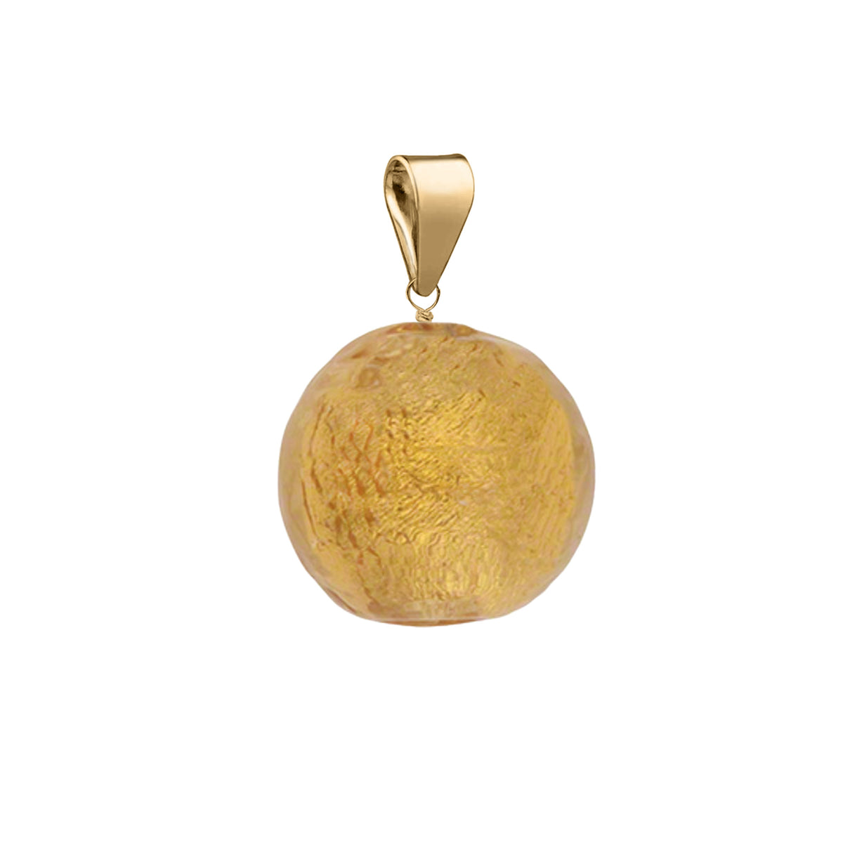 Murano Glass Pendant 12mm Round - Amber/Gold Vermeil