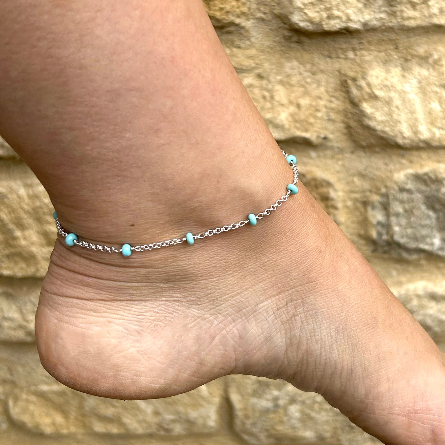 Turquoise Summer Anklet - Silver