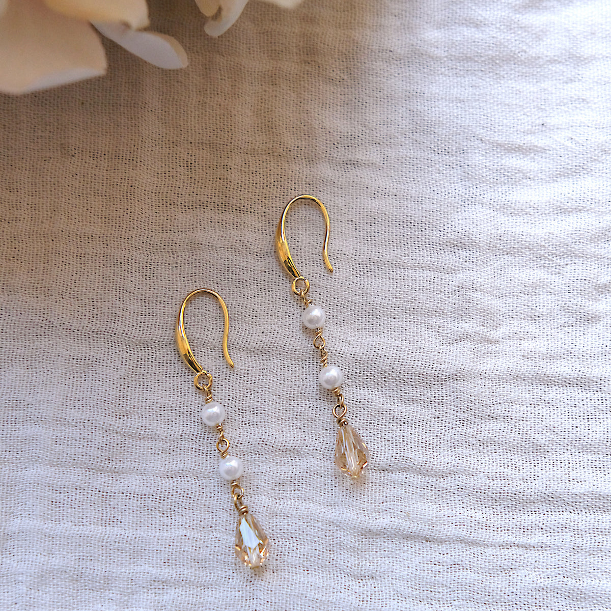 Faux Pearl Hook Drop Earrings - Gold