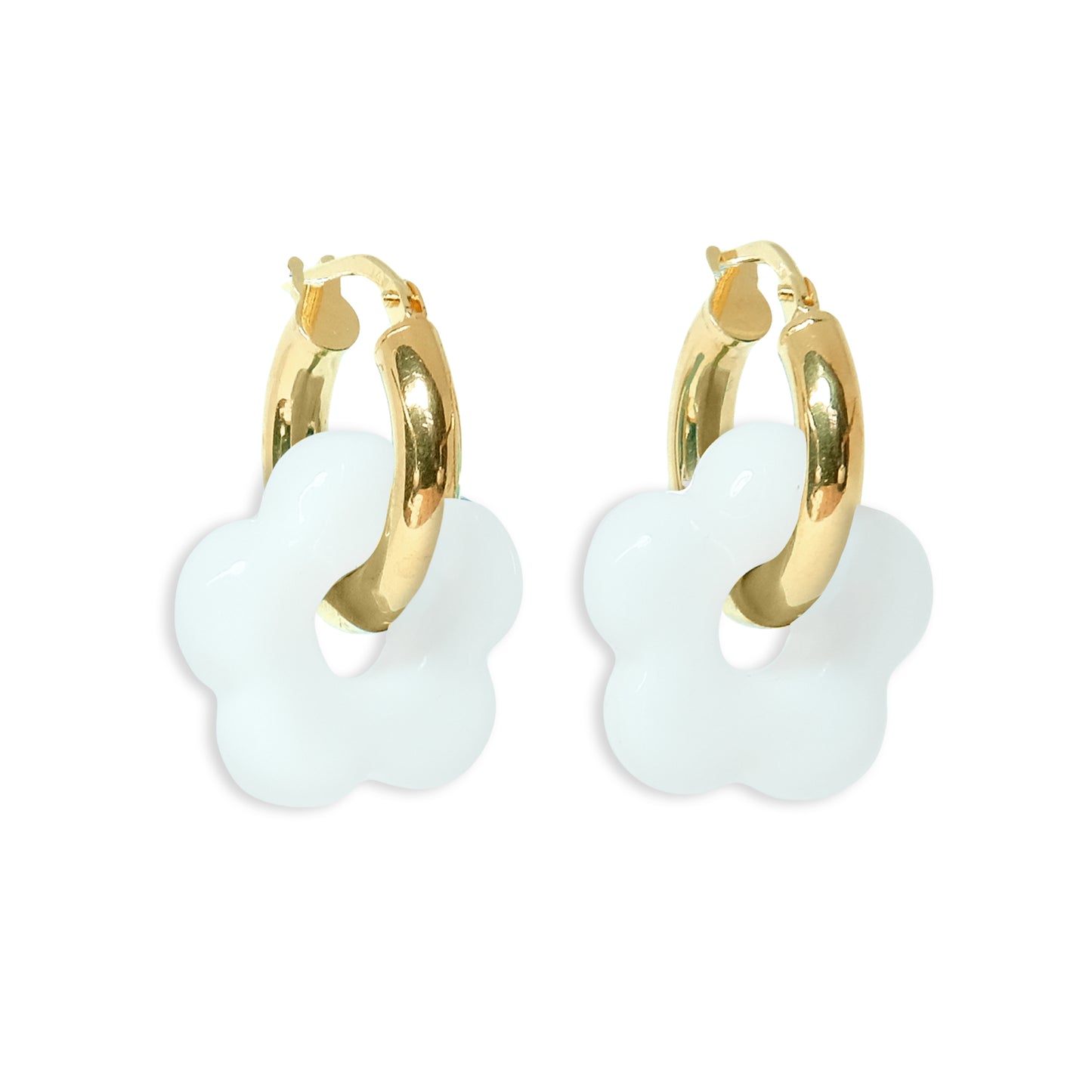 Flower Infinity Earrings - White/Gold Vermeil