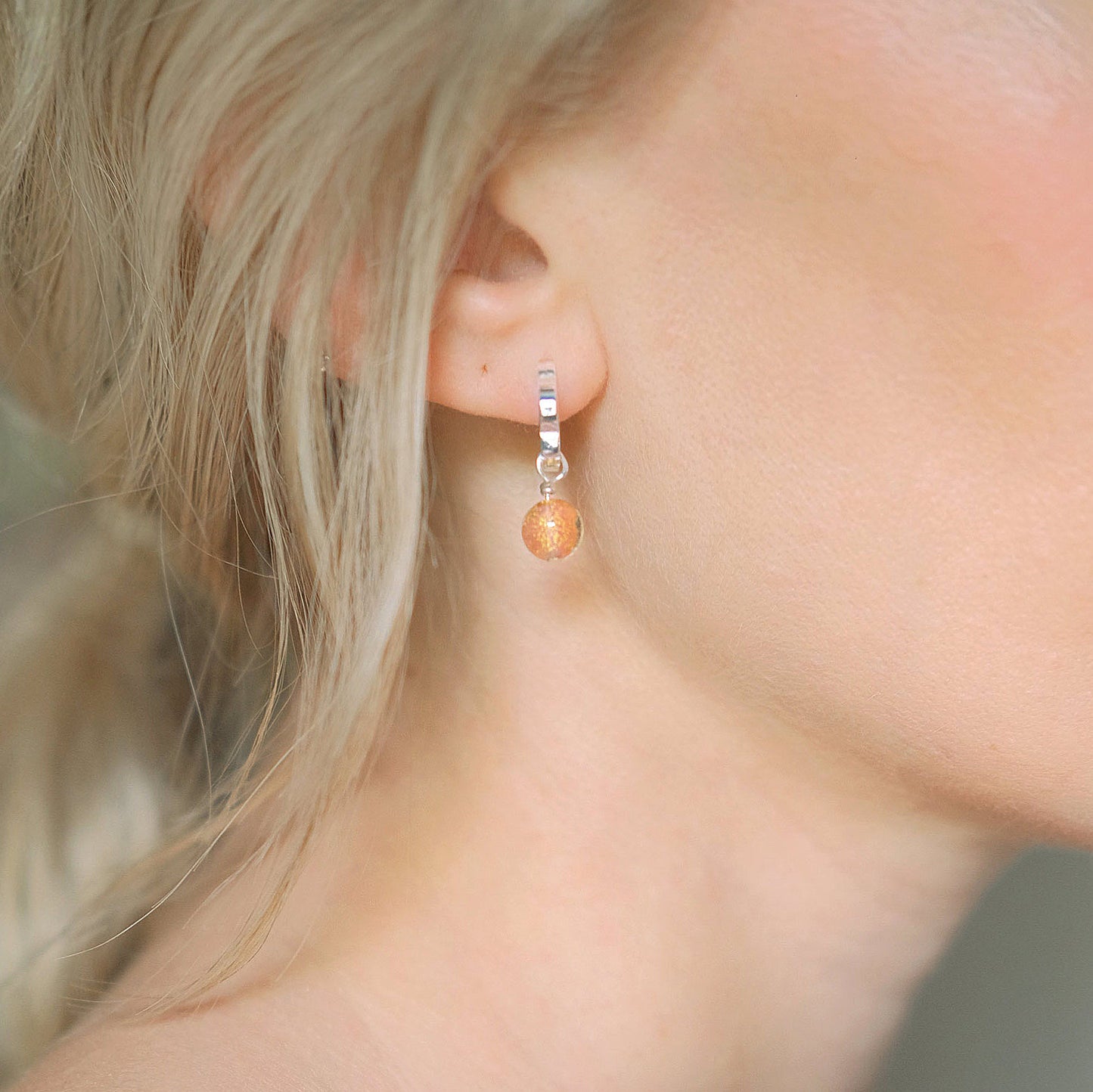 Flower Shaped Bubble Hoop Beaded Earrings - Pink/Sterling Silver