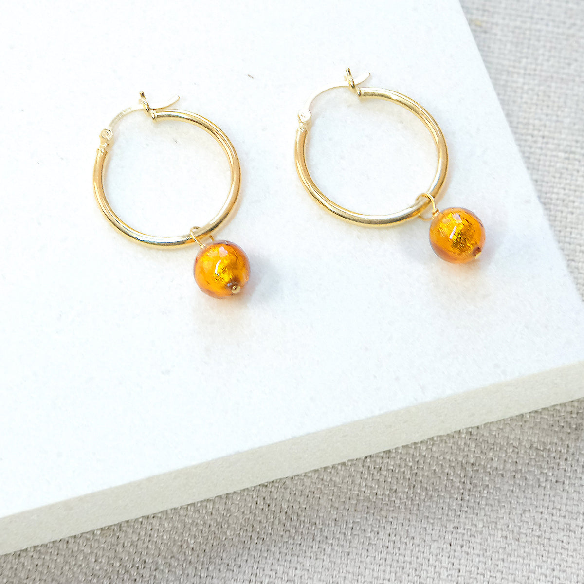 Sun Rock Hoop Earrings 25mm - Round/Gold