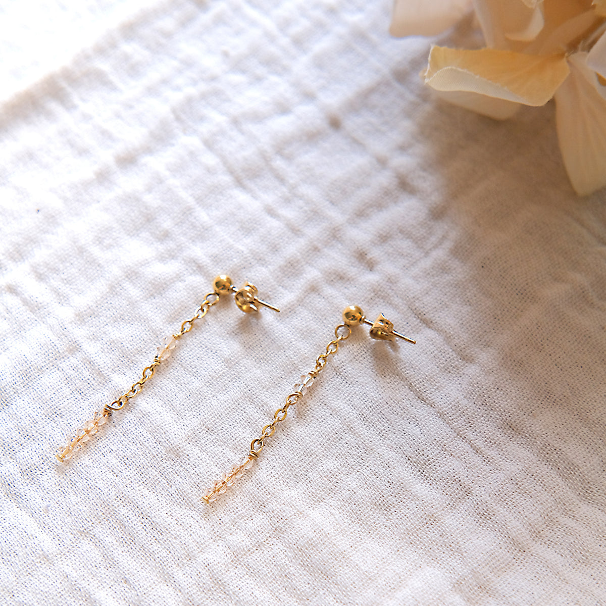 Topaz Swarovski Stud Earrings - Gold