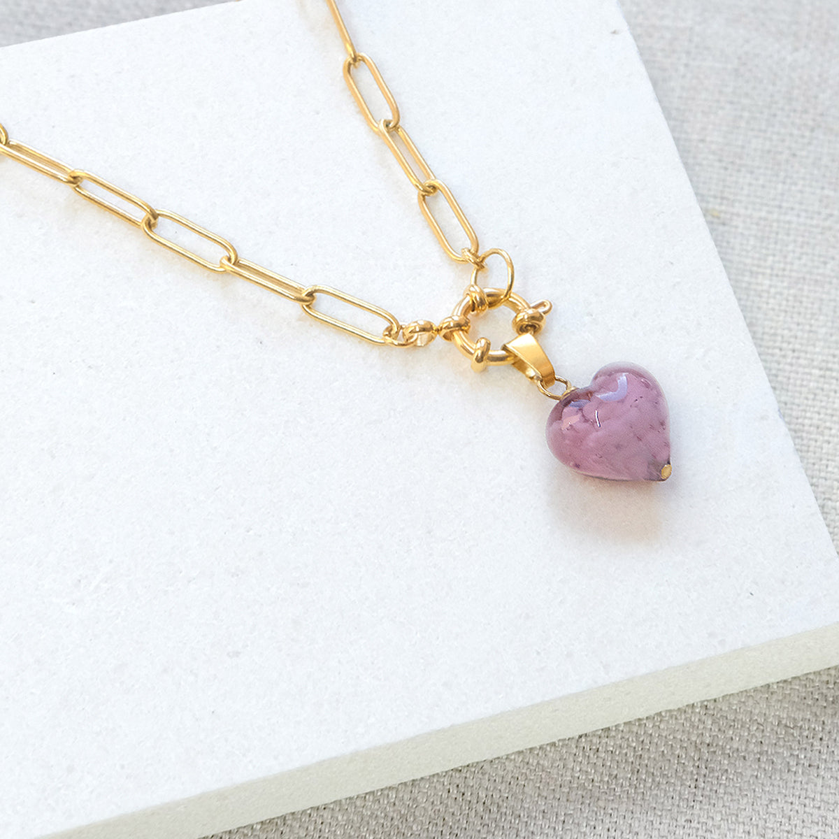 Shine On Purple Heart Necklace - Stainless Steel