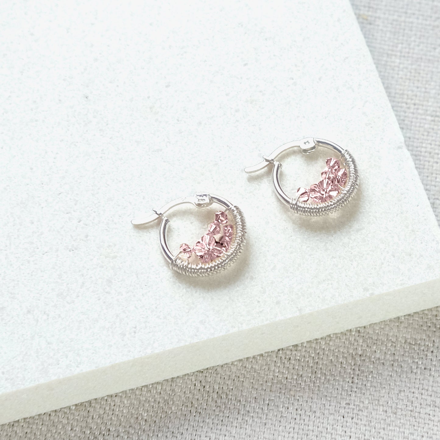 Stardust Hoop Earrings 15mm - Dusty Pink/Sterling Silver