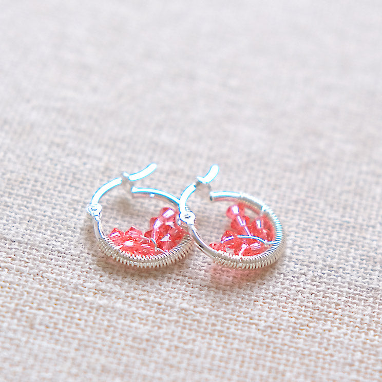 Coral Swarovski Earrings - Sterling Silver