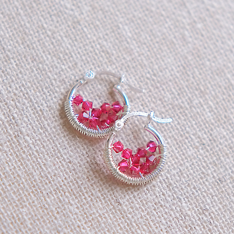 Ruby Pink Swarovski Earrings - Sterling Silver