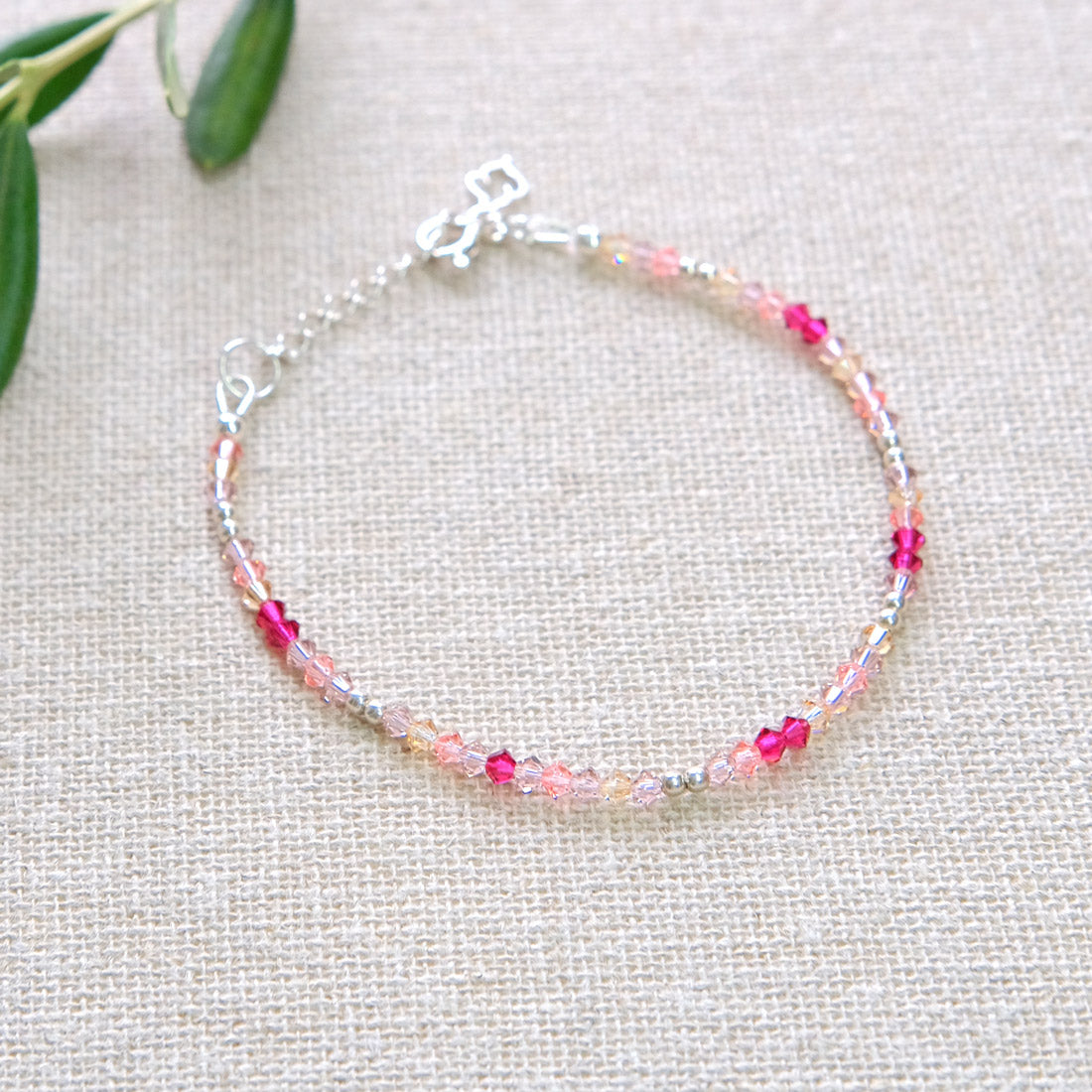 Ruby Swarovski Crystal Bracelet - Sterling Silver