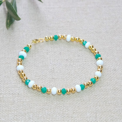 Green Gemstone Bracelet - Gold Plate