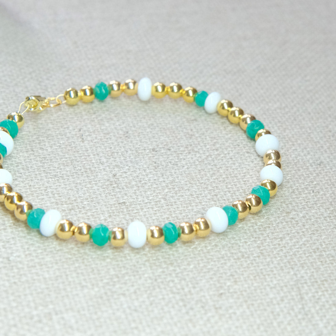 Green Gemstone Bracelet - Gold Plate