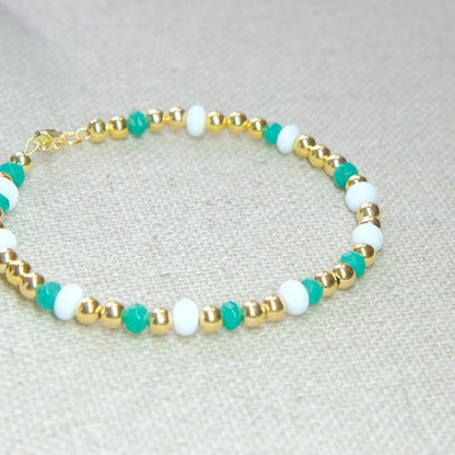 Green Gemstone Bracelet - Gold Plate