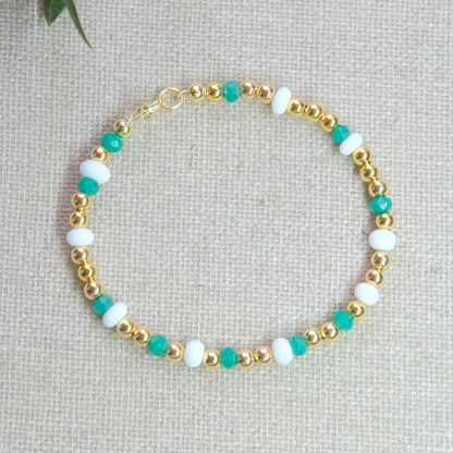 Green Gemstone Bracelet - Gold Plate