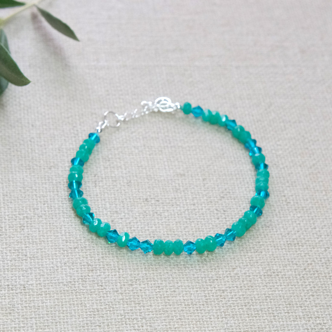 Green Gemstone Bracelet - Teal/Green/Sterling Silver