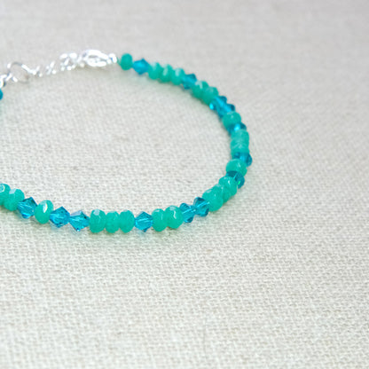 Green Gemstone Bracelet - Teal/Green/Sterling Silver
