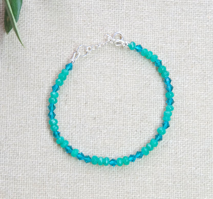 Green Gemstone Bracelet - Teal/Green/Sterling Silver