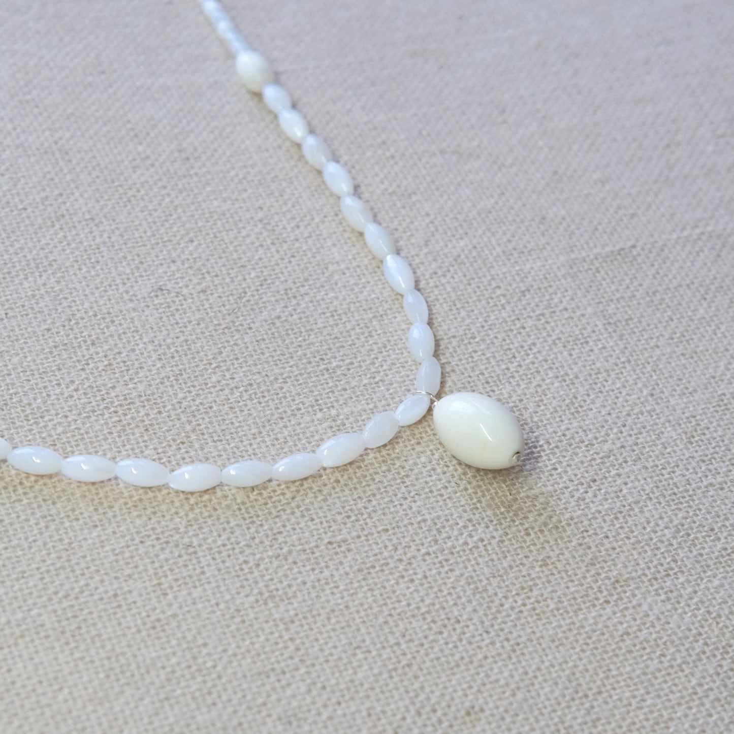 Mother Of Pearl Necklace 16 Inches - Sterling Silver