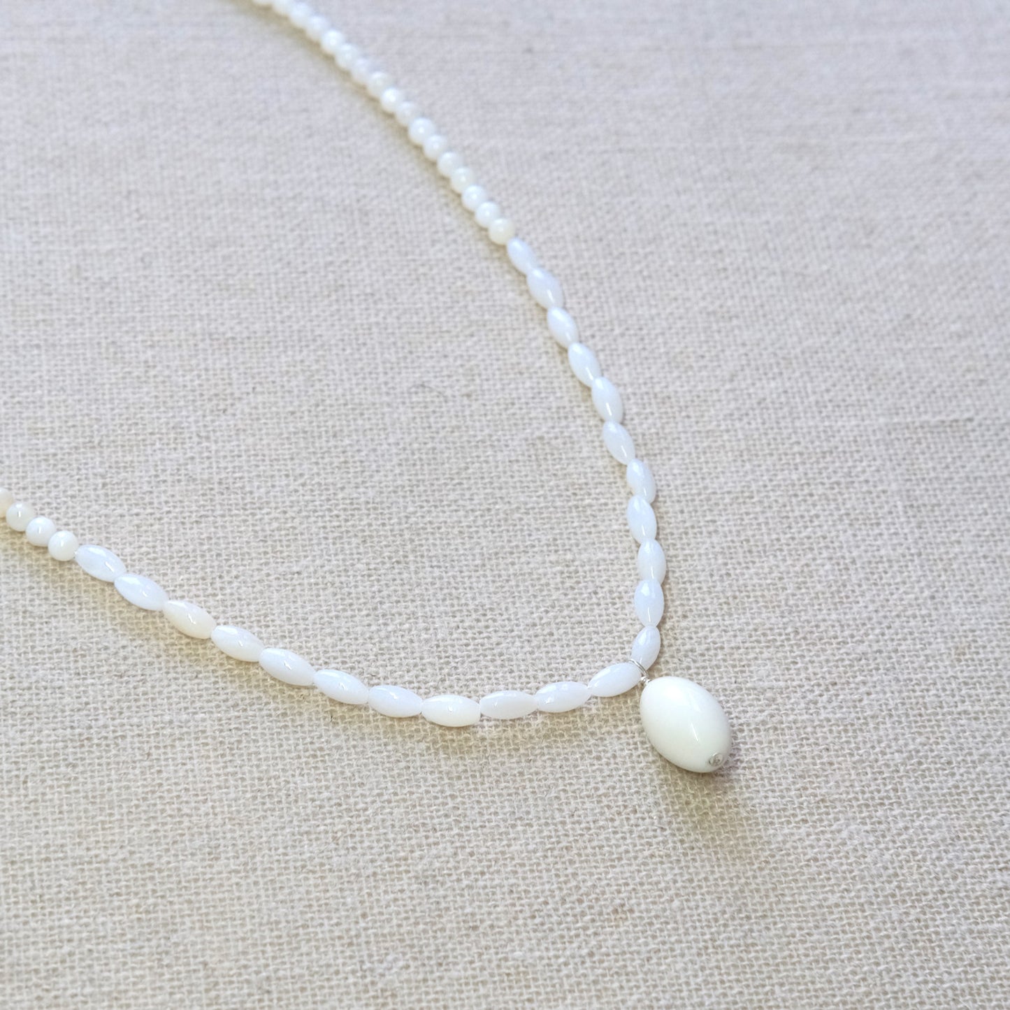 Mother Of Pearl Necklace 16 Inches - Sterling Silver 2