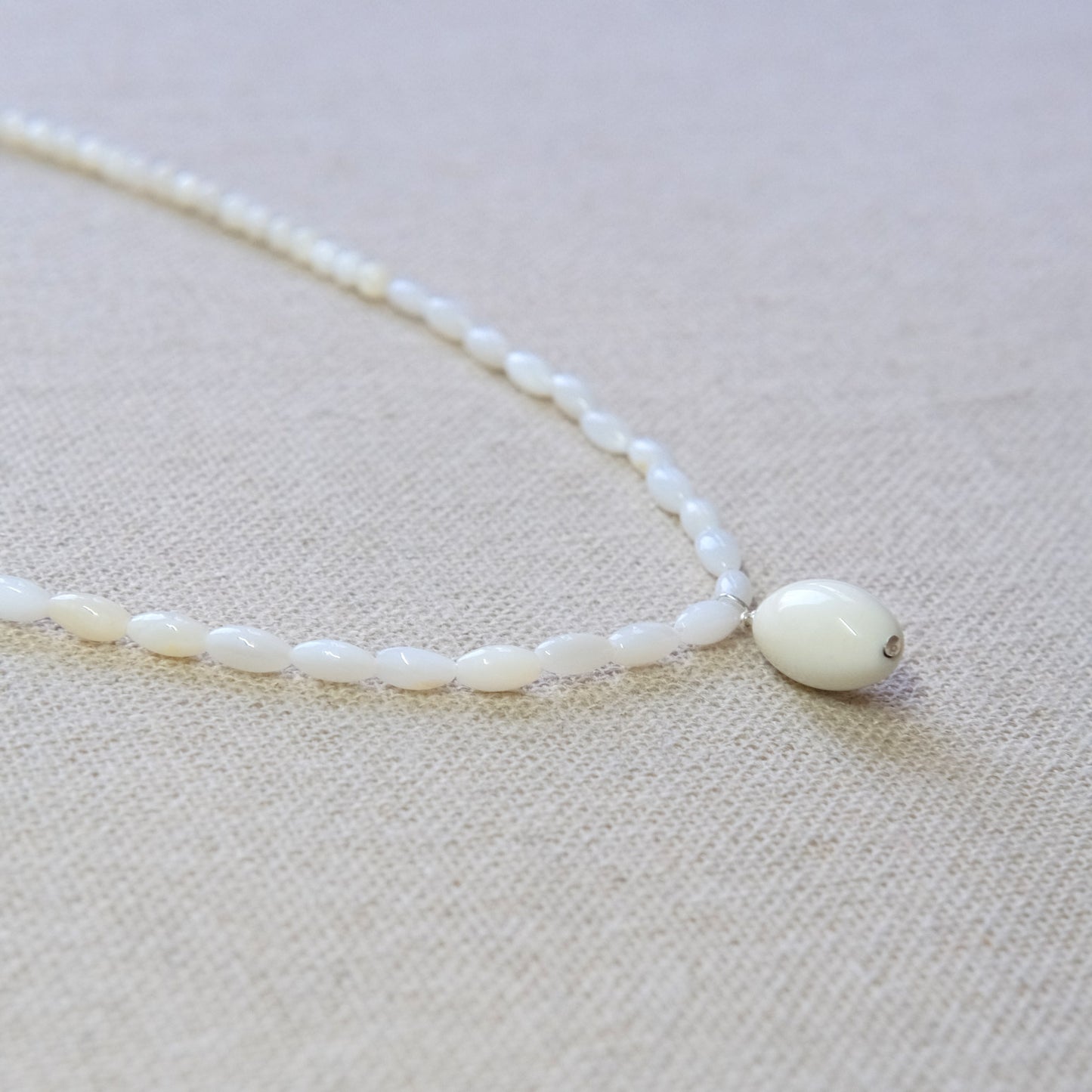Mother Of Pearl Necklace 16 Inches - Sterling Silver 2