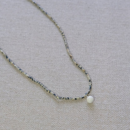 Labradorite & Murano Necklace 16 Inches - Sterling Silver