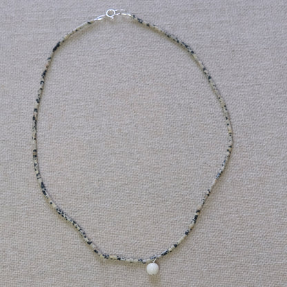 Labradorite & Murano Necklace 16 Inches - Sterling Silver