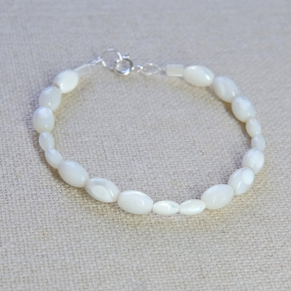 Mother of Pearl Beaded Bracelet - Sterling Silver 2