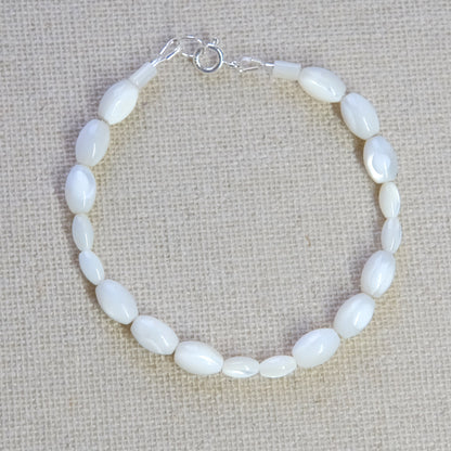 Mother of Pearl Beaded Bracelet - Sterling Silver 2