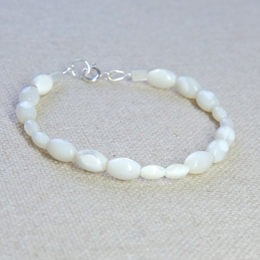 Mother of Pearl Beaded Bracelet - Sterling Silver 2