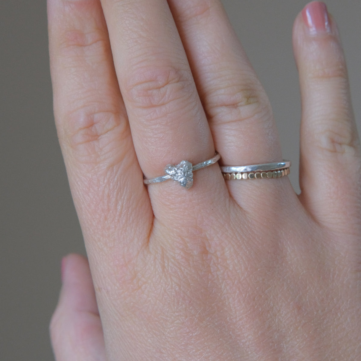 Molten Heart Ring - Size R - Sterling Silver