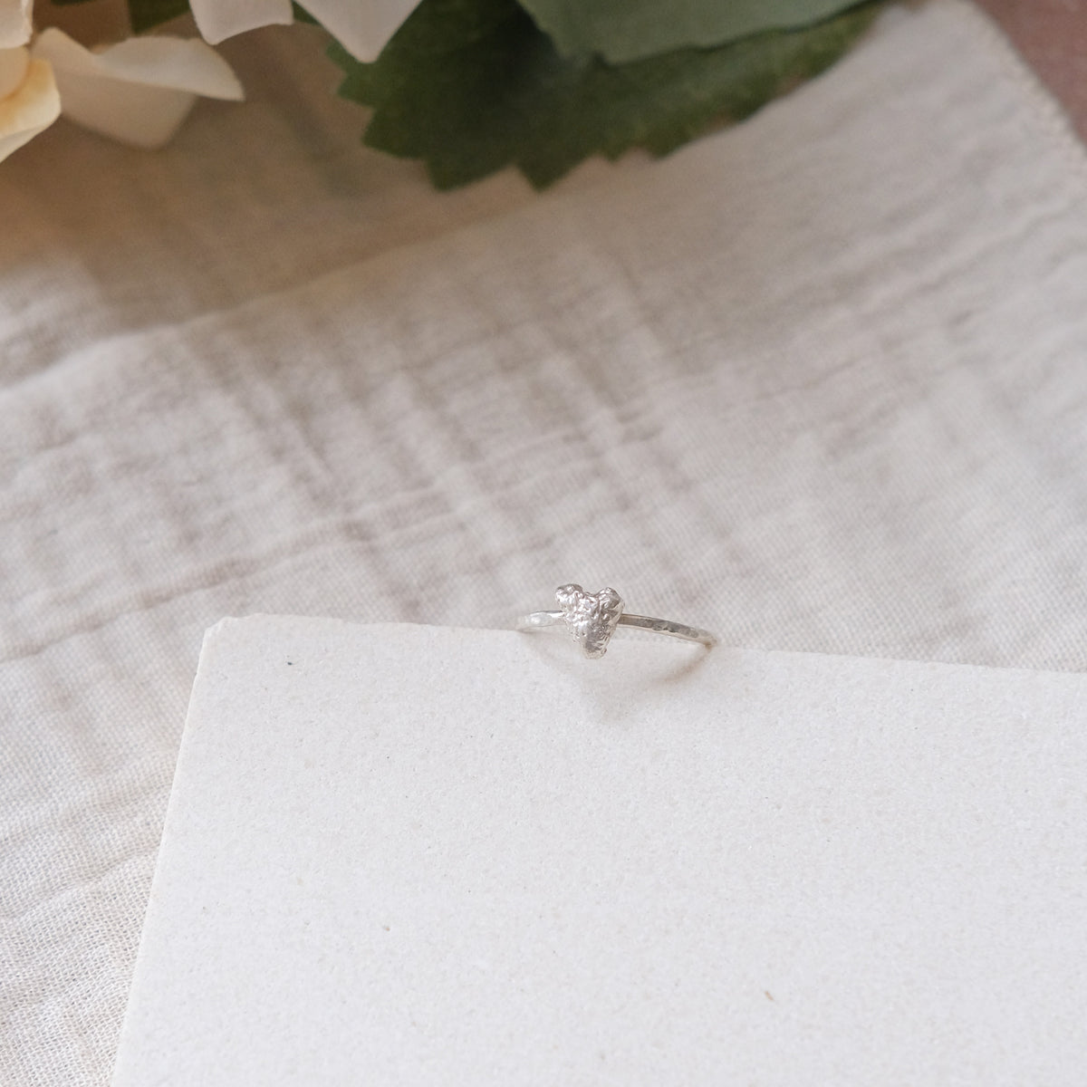 Molten Heart Ring - Size R - Sterling Silver