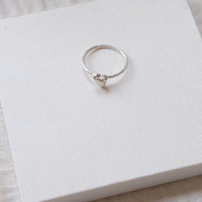 Molten Heart Ring - Size R - Sterling Silver