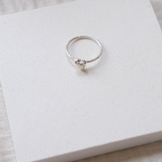 Molten Heart Ring - Size R - Sterling Silver SSF