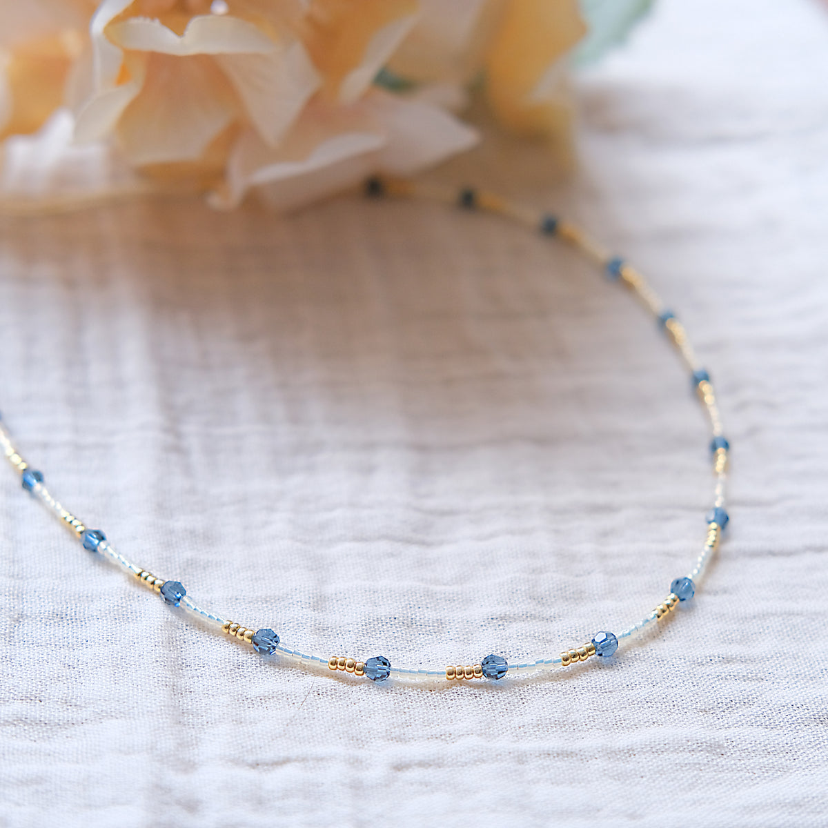 Blue Beaded Necklace - Sterling Silver