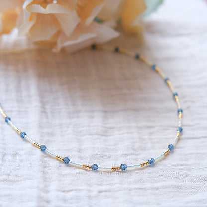 Blue Beaded Necklace - Sterling Silver