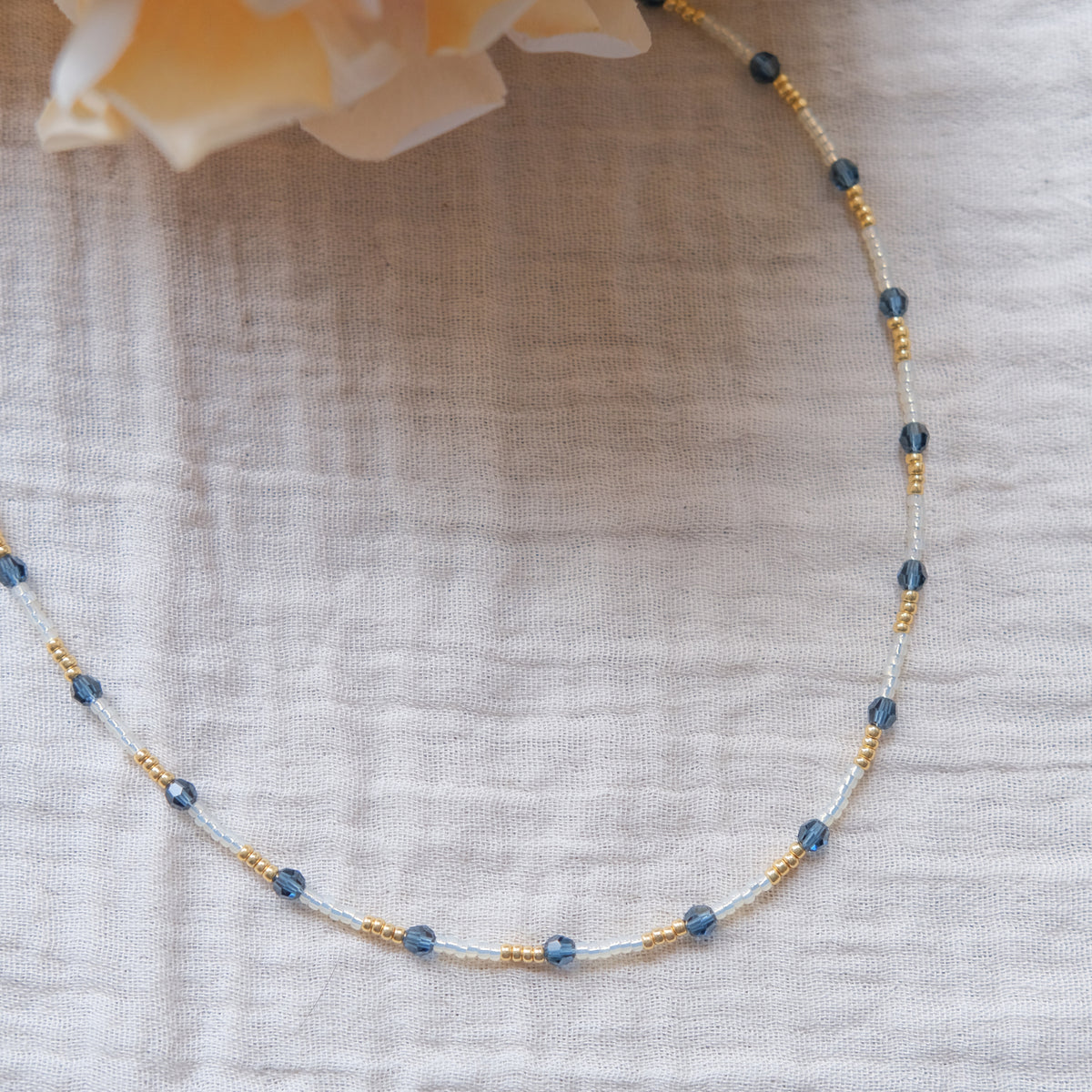 Blue Beaded Necklace - Sterling Silver