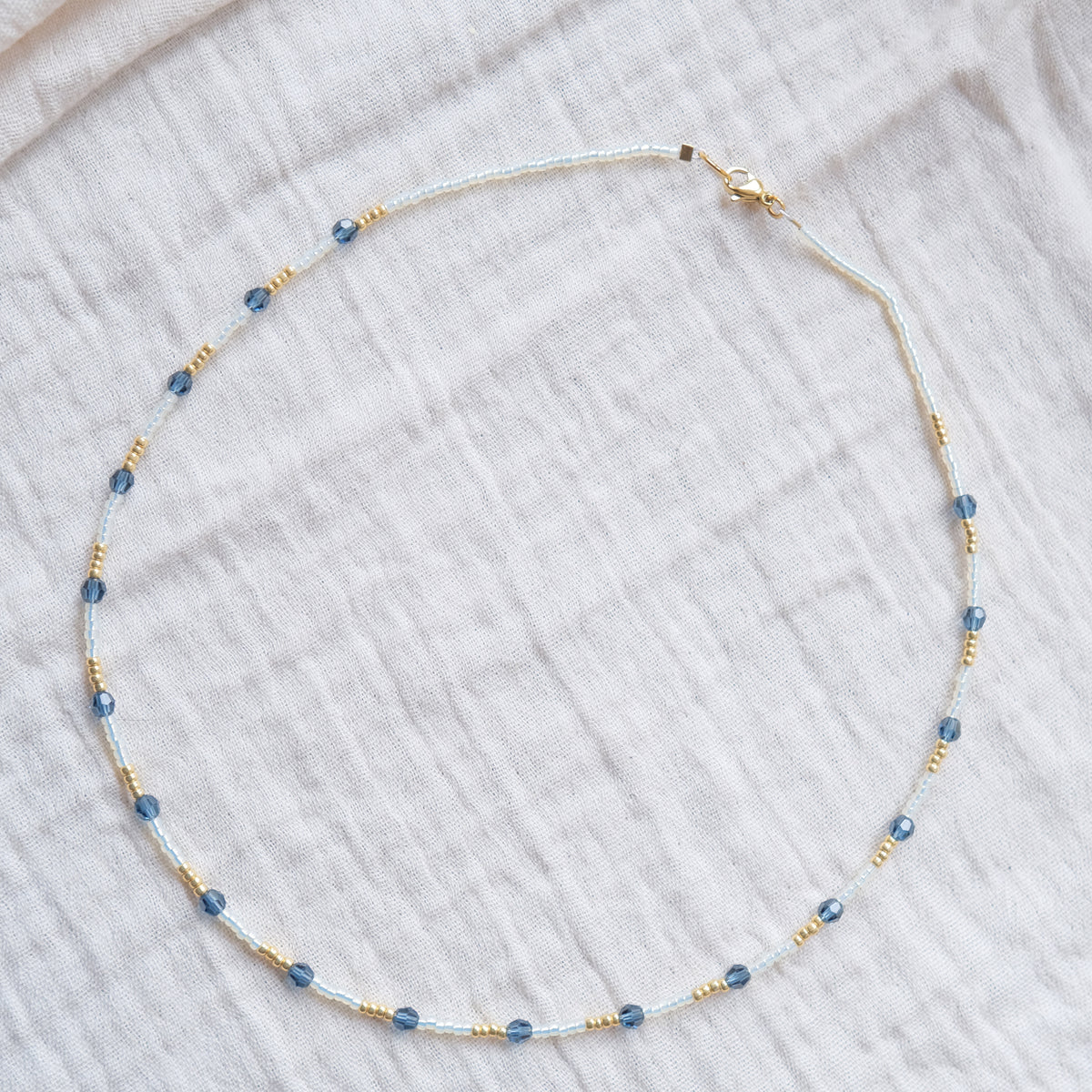 Blue Beaded Necklace - Sterling Silver