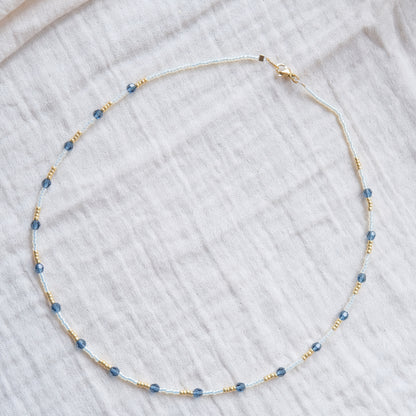 Blue Beaded Necklace - Sterling Silver