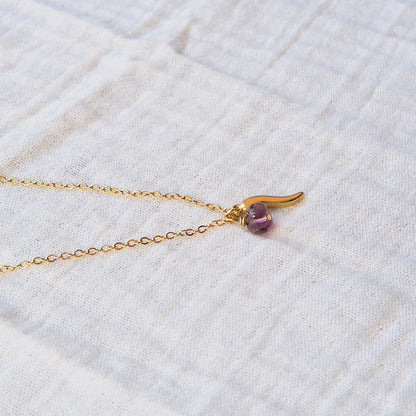 Italian Horn Good Luck Necklace - Gold