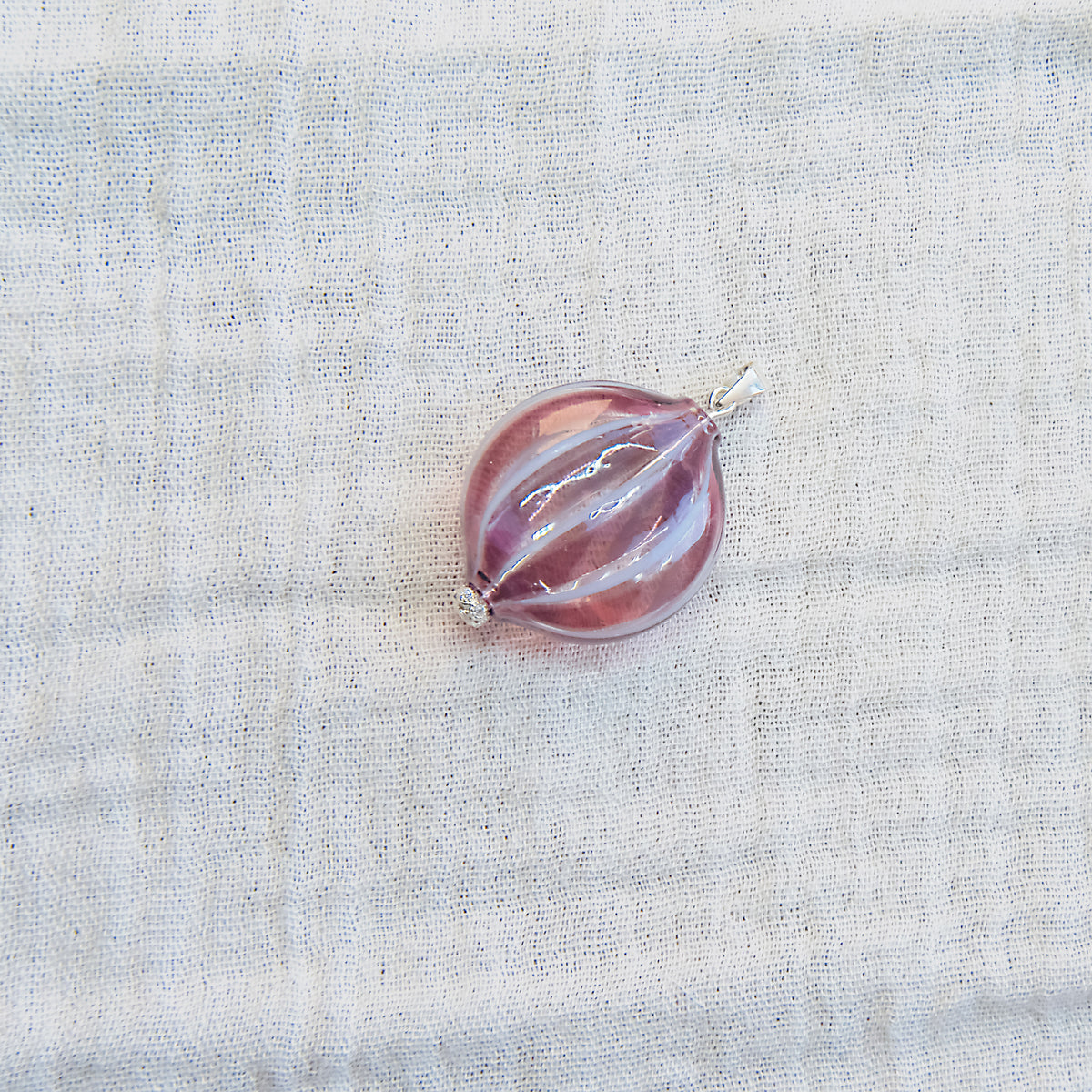 Murano Glass Blown Pendant - Sterling Silver