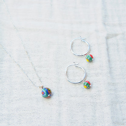 Murano Glass Earring and Necklace SET - Sterling Silver