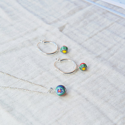 Murano Glass Earring and Necklace SET - Sterling Silver