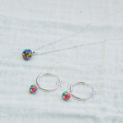 Murano Glass Earring and Necklace SET - Sterling Silver