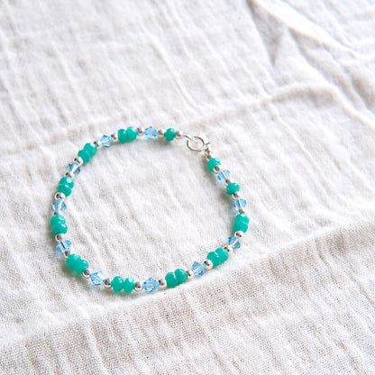 Green Gemstone Bracelet - Pale Blue/Green/Sterling Silver