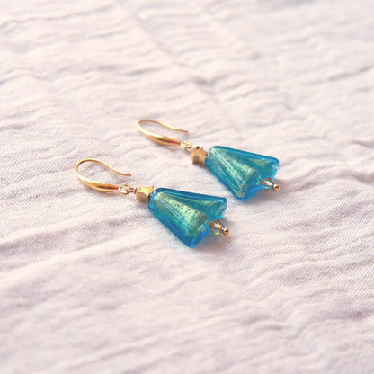 Christmas Tree Hook Earrings - Gold SSF